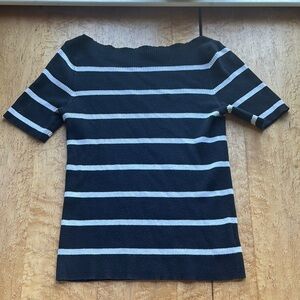 Ralph Lauren deep navy and white striped cotton boatneck shirt